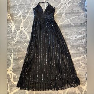 LUXXEL Black Sequin Gown – Size S